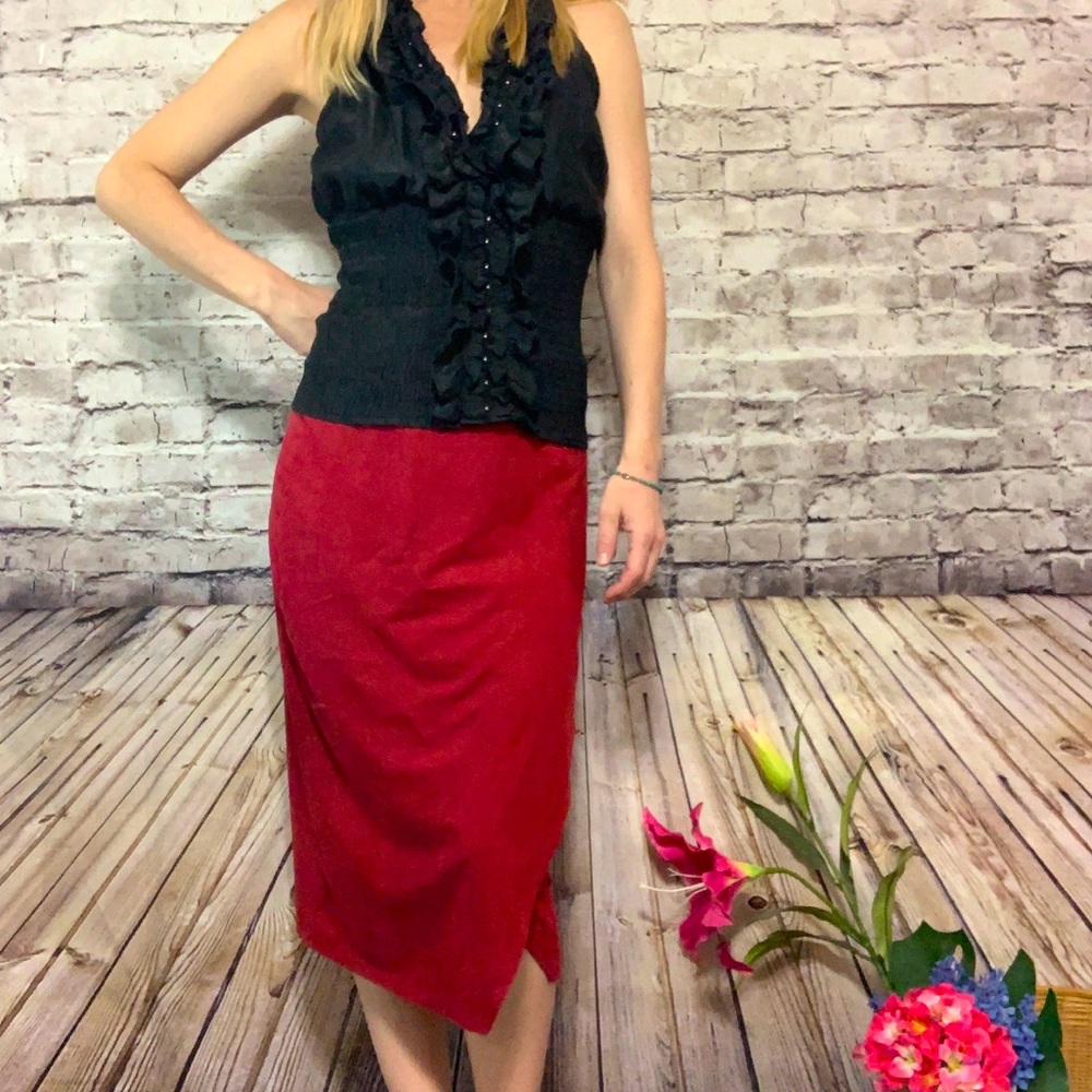 ‼️SUEDE Burgundy PENCIL SKIRT L‼️